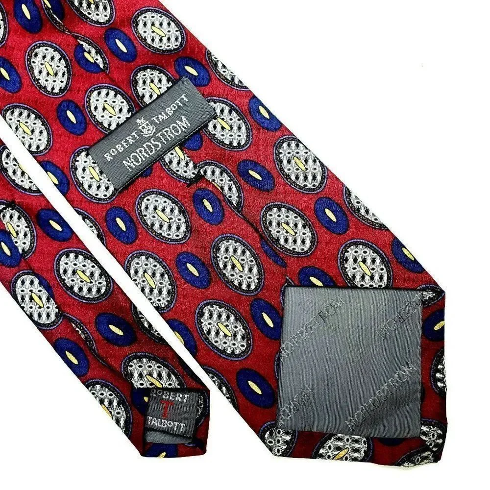 Robert Talbot Nordstrom Silk‎ Tie Red Print Classic